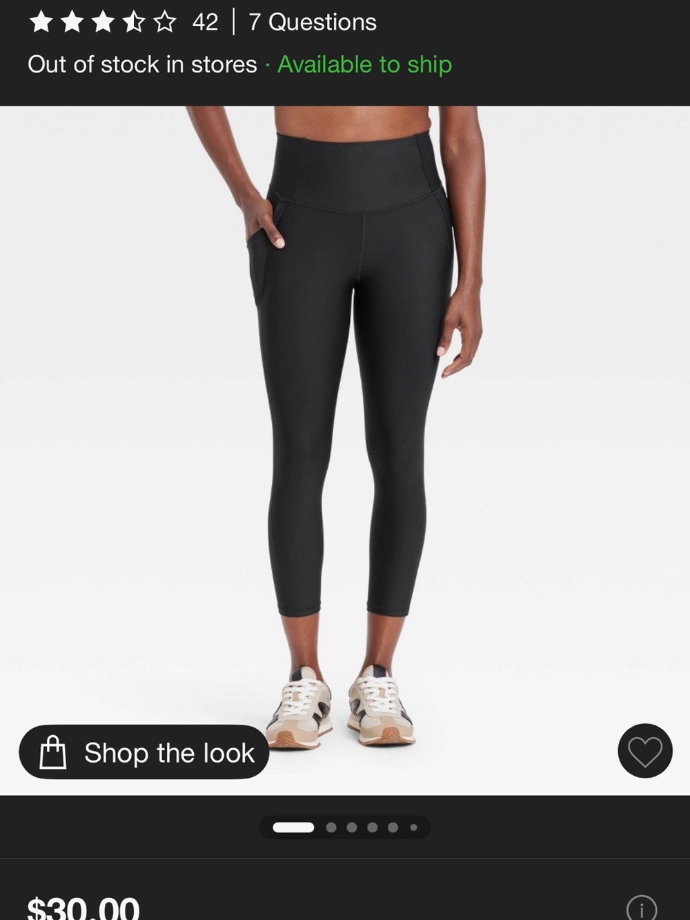 all in motion Women's Black High-Rise 7/8 Leggings